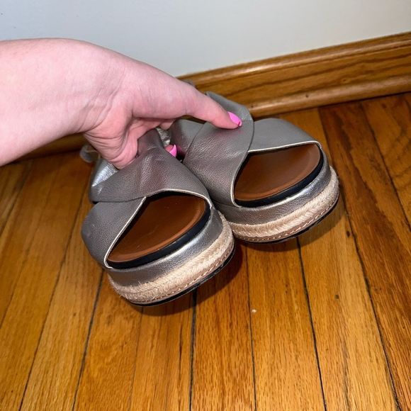 Naturalizer Baya Platform Silver Sandals Metallic Espadrille Wedge Size 12 M - Picture 3 of 10